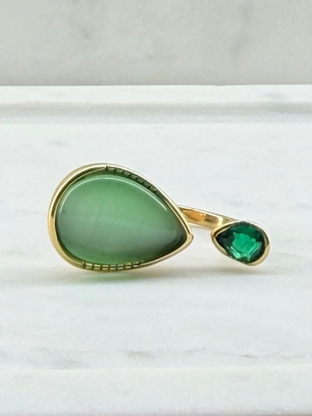 New Adjustable Natural Stone Ring Toi et Moi